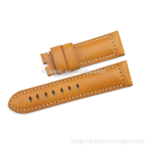 24mm genuine calf leather padded watchband strap stainless steel buckle watch strap for panerai watch band